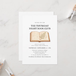 Elegant Book Club Meeting Watercolor Invitation