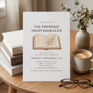 Elegant Book Club Meeting Watercolor Invitation