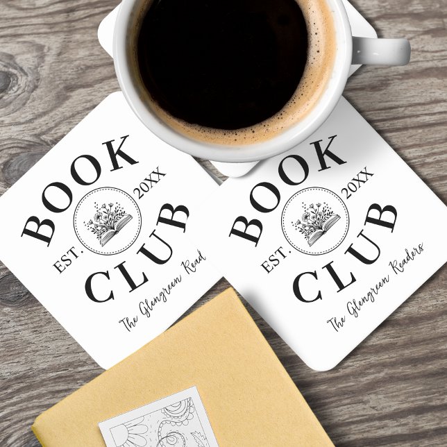Elegant Book Club Members Personalised Gift  Square Paper Coaster (Creator Uploaded)