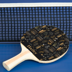 Elegant Book Design - Dark Academia - Vintage Book Ping Pong Paddle