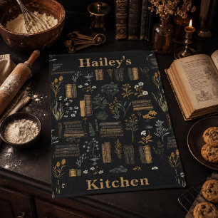 Elegant Book Design - Dark Academia - Vintage Book Tea Towel