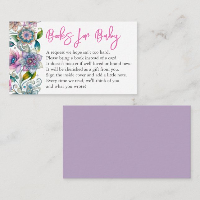 Elegant Book For Baby Invitation Enclosure Card (Front/Back)