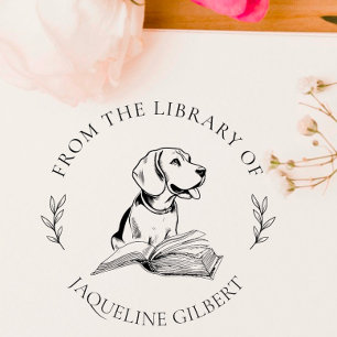 Elegant Book From the Library Of Hand-drawn Dog Rubber Stamp