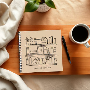 Elegant Book Lover's Monogram Name Spiral Notebook