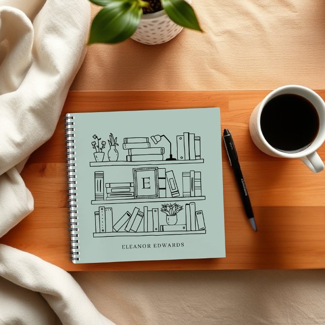 Elegant Book Lover's Monogram Name Spiral Notebook (Creator Uploaded)