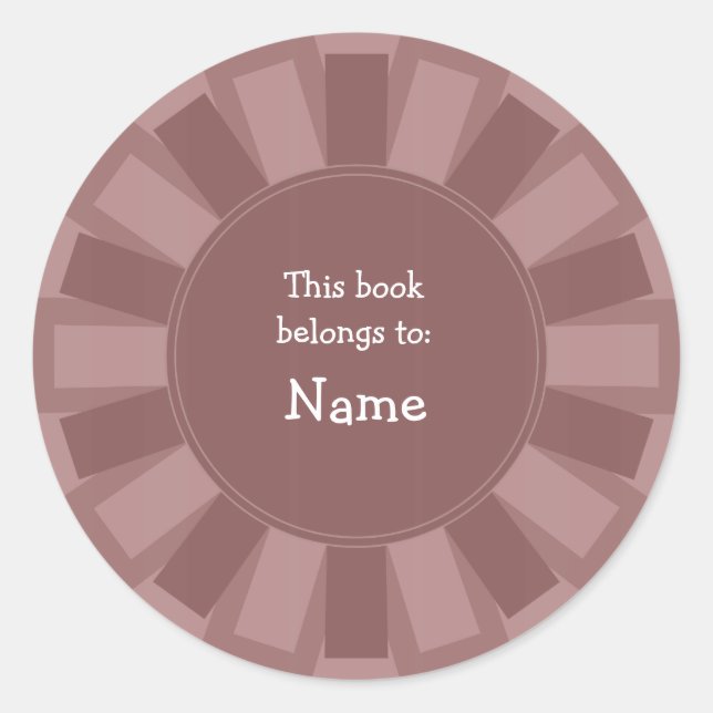 Elegant bookplate design classic round sticker (Front)