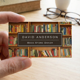 Elegant Bookstore Book Store Owner Bookshelf Business Card