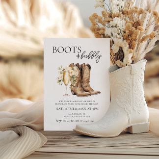 Elegant Boots and Bubbly Bridal Shower Invitation