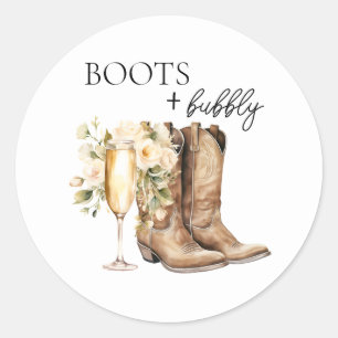 Elegant Boots and Bubbly Bridal Shower Sticker