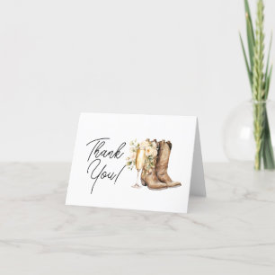 Elegant Boots and Bubbly Bridal Shower  Thank You Card