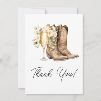 Elegant Boots and Bubbly Bridal Shower  Thank You Card