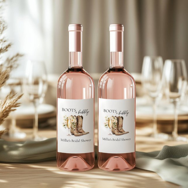 Elegant Boots and Bubbly Bridal Shower  Wine Label (Creator Uploaded)