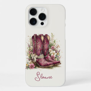 Elegant Boots with Flowers Monogrammed iPhone 16 Pro Max Case