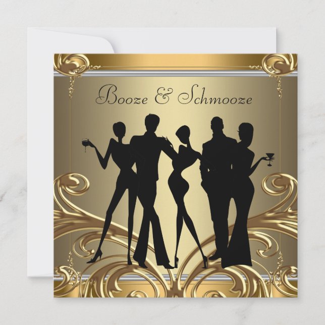 Elegant Booze and Schmooze Invitations (Front)