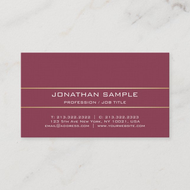 Elegant Bordeaux Attorney Premium Linen Elite Luxe Business Card (Front)