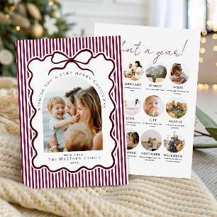 Elegant Bordeaux Burgundy Christmas Year in Review Holiday Card