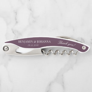 Elegant Bordeaux Wedding Thank You Favours Corkscrew