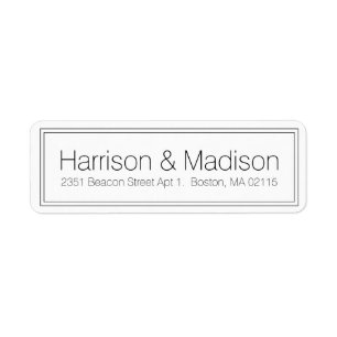 Elegant Border black white Wedding Return Address