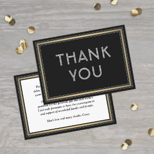 Elegant Border & Classic Typography Black & Gold Thank You Card