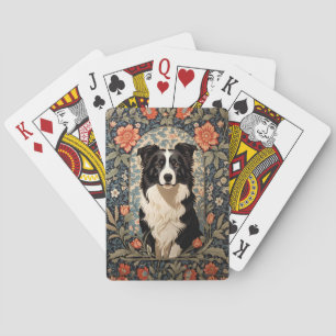 Elegant Border Collie William Morris Inspired Playing Cards