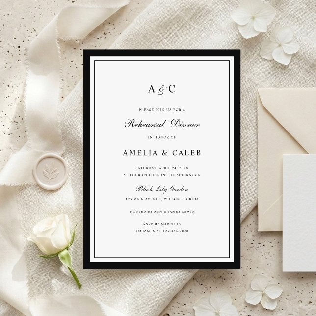 Elegant Border Frame Rehearsal Dinner Wedding Invitation (Creator Uploaded)