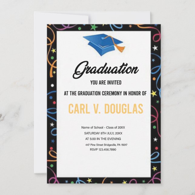 Elegant Border Graduation Invitation Card (Front)