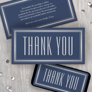 Elegant Border Modern Navy Blue Thank You Card