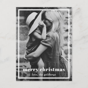 Elegant Border Photo Modern Christmas Holiday Postcard