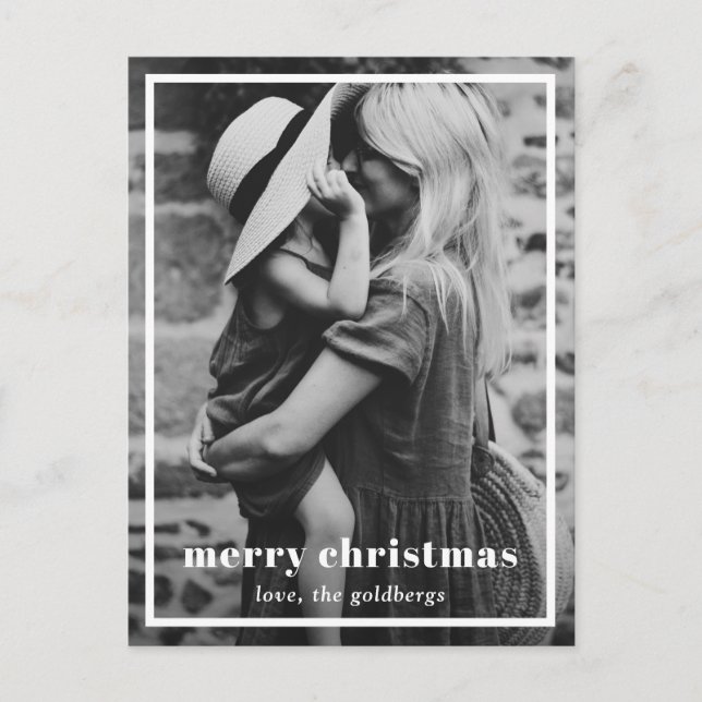 Elegant Border Photo Modern Christmas Holiday Postcard (Front)