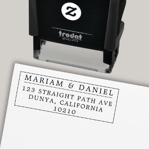 Elegant Border Simple Names Wedding Return Address Self-inking Stamp