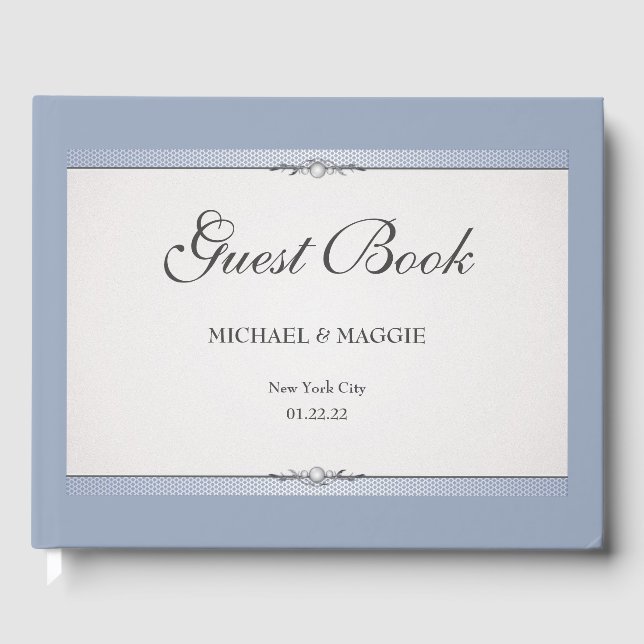 Elegant Border Wedding Guest Book (Front)