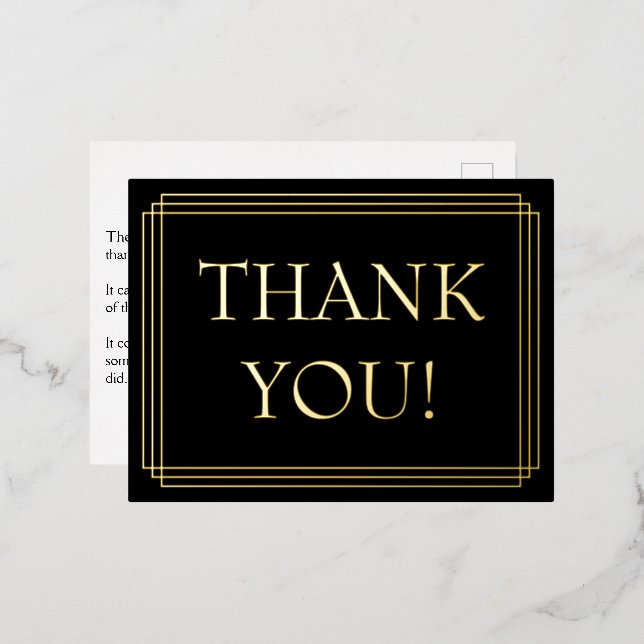 Elegant, Bordered “THANK YOU” Foil Postcard (Front/Back)