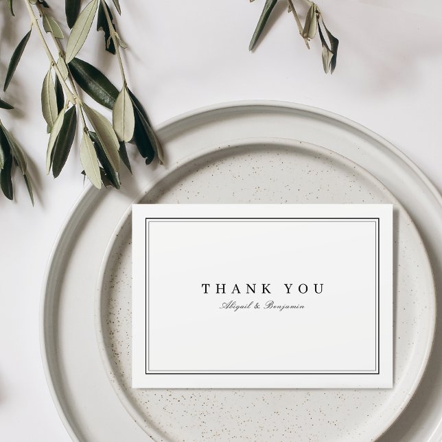 Elegant borders black white minimalist thank you card (Elegant borders black white minimalist thank you)