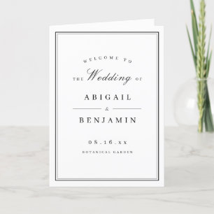 Elegant borders black white minimalist wedding programme