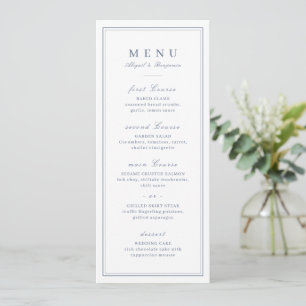 Elegant borders dusty blue minimalist wedding menu
