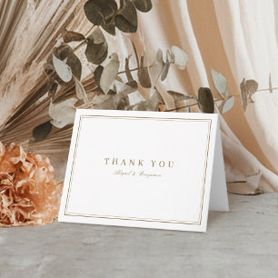 Elegant borders gold classy minimalist thank you card