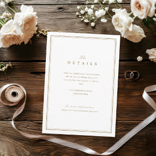 Elegant borders gold minimalist wedding details enclosure card