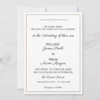 Elegant borders minimalist wedding invitation