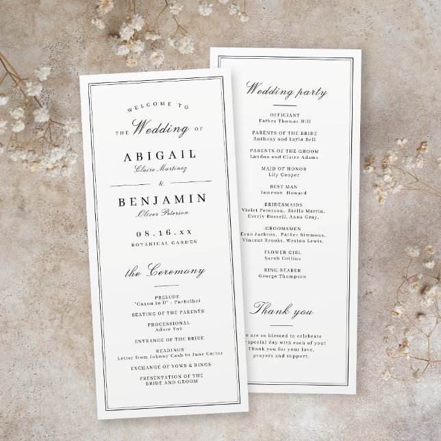 Elegant borders minimalist wedding program programme (Elegant borders minimalist wedding program)