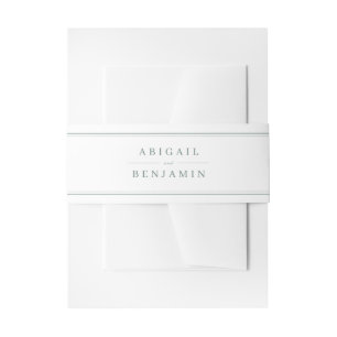 Elegant borders sage green minimalist wedding invitation belly band