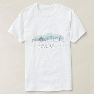 Elegant Boston City Line Art, Modern Urban Skyline T-Shirt