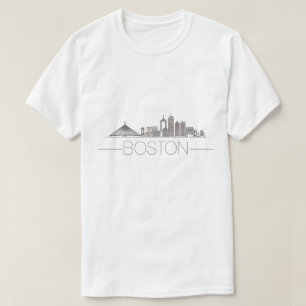 Elegant Boston City Line Art, Modern Urban Skyline T-Shirt