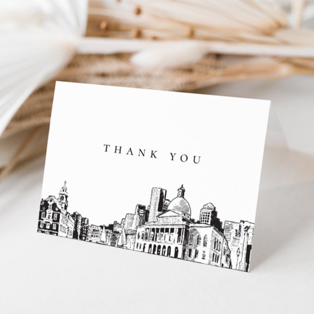 Elegant Boston City Sketch Thank You Card (Creator Uploaded)