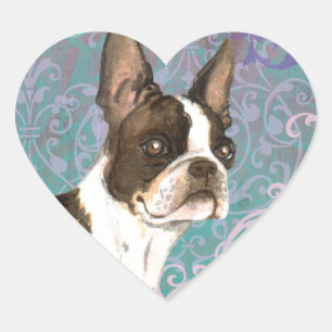 Elegant Boston Terrier Heart Sticker