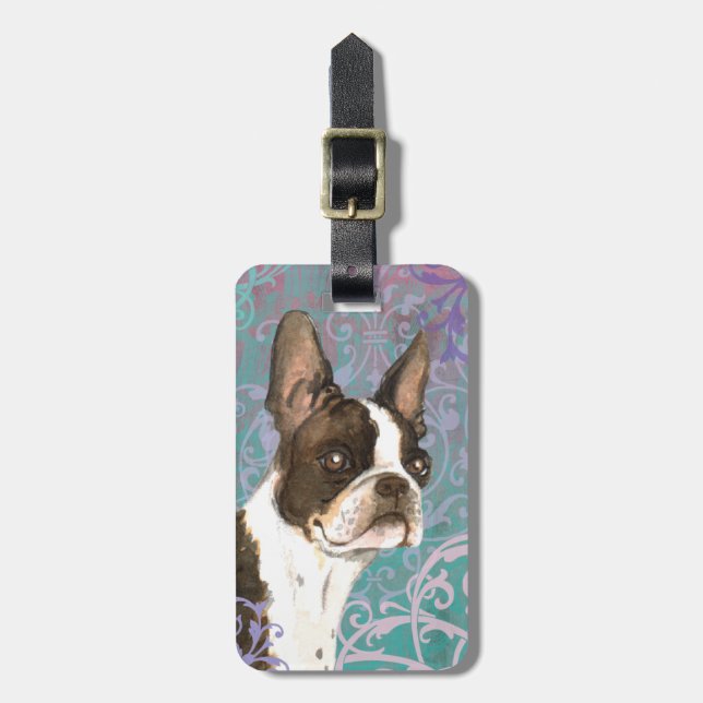 Elegant Boston Terrier Luggage Tag (Front Vertical)