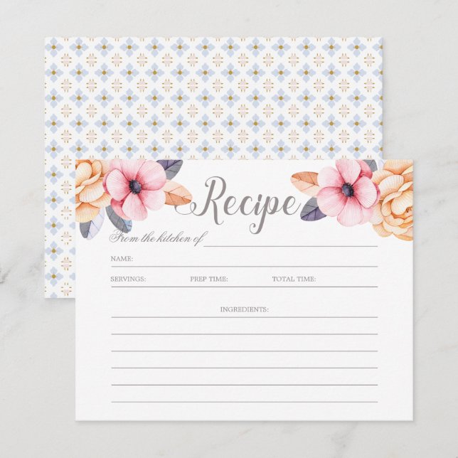Elegant Botanic Berries Bridal Shower Recipe Card (Front/Back)