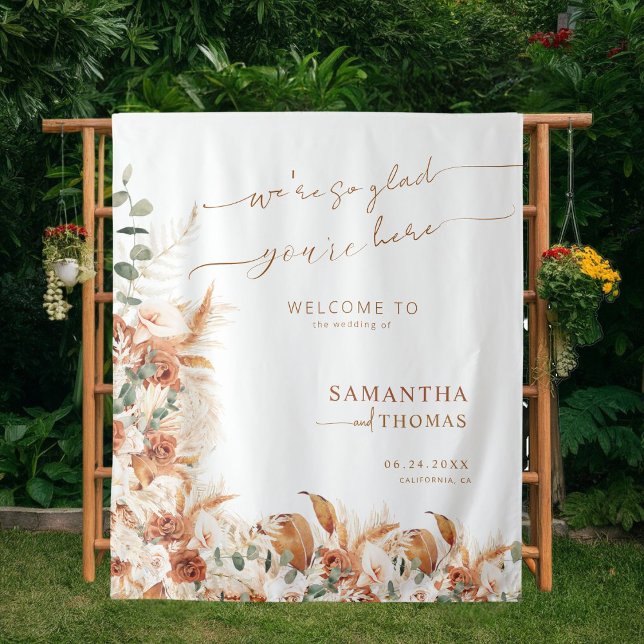 Elegant Botanic Greenery Wedding welcome backdrop Tapestry (Creator Uploaded)