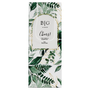 Elegant Botanic Greenery Wedding wine Bottle Wine Gift Bag