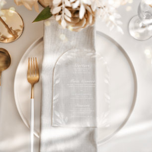 Elegant Botanical Acrylic Wedding Reception Menu Acrylic Invitations