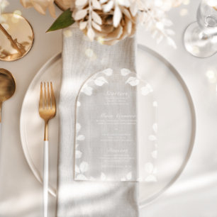 Elegant Botanical Acrylic Wedding Reception Menu Acrylic Invitations
